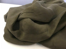 Load image into Gallery viewer, NEW French 100% Silk Khaki Green Crinkle Chiffon Fabric 55&quot; 139 cm Scarf Lady