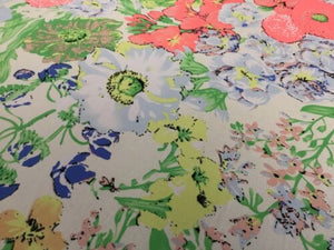 NEW High Class Designer Multicoloured Floral Chiffon Print Fabric Dress 58"