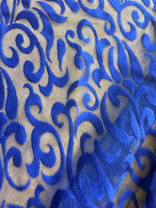 NEW Gorgeous Designer Royal Blue Burnout Lace Fabric 42” 108 cm Material