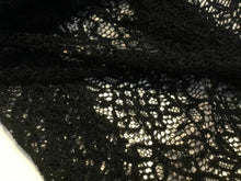 Load image into Gallery viewer, NEW Jet Black Stretch Crochet Floral Lace Fabric 63&quot; 161cm Cloth Dress Material
