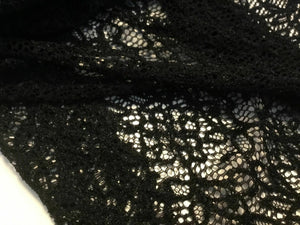 NEW Jet Black Stretch Crochet Floral Lace Fabric 63" 161cm Cloth Dress Material