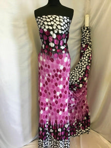 NEW Designer Multicoloured Silky Soft Satin Swirl Print Rushed Pleated Fabric
