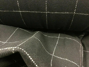 NEW Designer Black White Colour Stitched Square Check Wool Fabric 60"153cm Boss