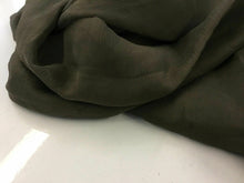 Load image into Gallery viewer, NEW French 100% Silk Khaki Green Crinkle Chiffon Fabric 55&quot; 139 cm Scarf Lady