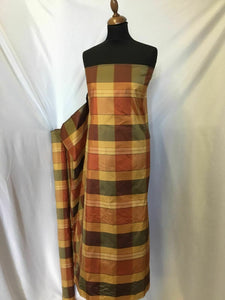 NEW Designer Multicolour Check 100% Silk Dupion Fabric 45" 116 cm Per Half Metre