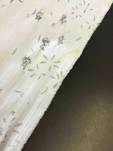 NEW Designer White Stretch Cotton Twill Rip Floral Silver Lurex Fabric Dress Her