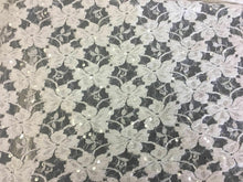 Load image into Gallery viewer, NEW Designer Ivory Embroidery Sequins Floral Stretch Lace Fabric 59&quot; 152 cm