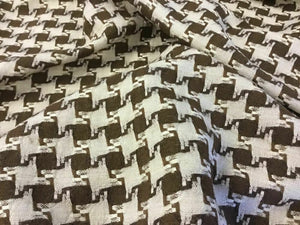 NEW Designer Natural/Brown Linen Dogtooth Suiting Fabric 60" 153 cm Hounds tooth