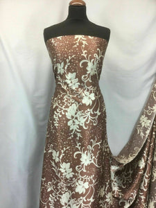 New Gorgeous High Class Designer Floral Satin Print Fabric Art Dress Garment