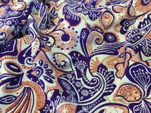 Load image into Gallery viewer, New Designer Orange / Purple 100% Wool Crepe Print Fabric Seen On Catwalk 54&#39;&#39;
