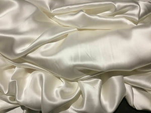 NEW Gorgeous High Class 100% Silk Ivory Crepe De Chine Satin Fabric 53" 135 cm