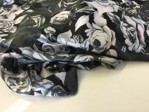 NEW Designer Silky Soft Poly Satin Rose Leaf Print Fabric 58" 149 cm Dress Craft