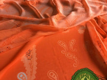 Load image into Gallery viewer, NEW Designer Multicoloured Chiffon Floral Paisley Border Print Fabric Art Dress
