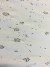 Load image into Gallery viewer, NEW Designer White Stretch Cotton Twill Rip Floral Silver Lurex Fabric Dress Her