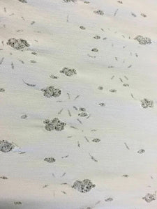 NEW Designer White Stretch Cotton Twill Rip Floral Silver Lurex Fabric Dress Her
