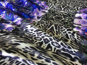 New High Class Designer Multicoloured Floral Leopard Print Scuba Fabric 58"