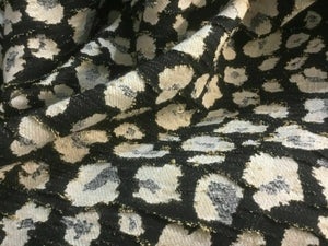 New Designer Reversible Leopard Elastane Metallic Jacquard Brocade Cloque Fabric