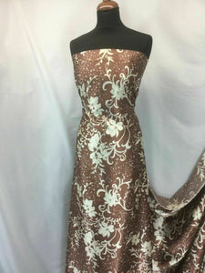 New Gorgeous High Class Designer Floral Satin Print Fabric Art Dress Garment