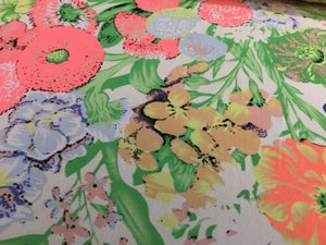 NEW High Class Designer Multicoloured Floral Chiffon Print Fabric Dress 58"