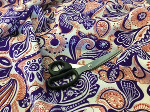New Designer Orange / Purple 100% Wool Crepe Print Fabric Seen On Catwalk 54''