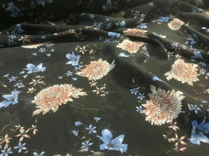 NEW Designer Multicoloured Crinkle Chiffon Floral Print Fabric 57" 147 cm Dress