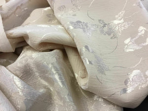 New Designer Gorgeous Cream Colour Floral Satin Jacquard Fabric Dress 61''156cm