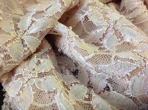 NEW Designer Nude Lace With Multicolored Flowers Stretch Lace Fabric Gorgeous