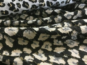 New Designer Reversible Leopard Elastane Metallic Jacquard Brocade Cloque Fabric