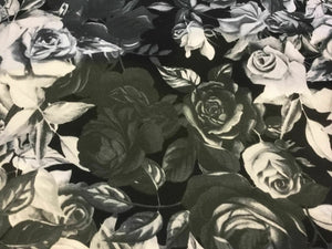 NEW Designer Silky Soft Poly Satin Rose Leaf Print Fabric 58" 149 cm Dress Craft