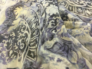 New Multicolour 100% Silk Crinkle Chiffon Dragons Print Fabric 58’’148cm Dress K