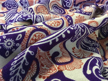 Load image into Gallery viewer, New Designer Orange / Purple 100% Wool Crepe Print Fabric Seen On Catwalk 54&#39;&#39;