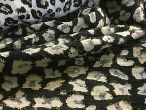 New Designer Reversible Leopard Elastane Metallic Jacquard Brocade Cloque Fabric