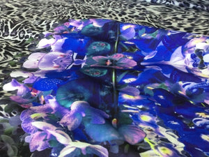 New High Class Designer Multicoloured Floral Leopard Print Scuba Fabric 58"