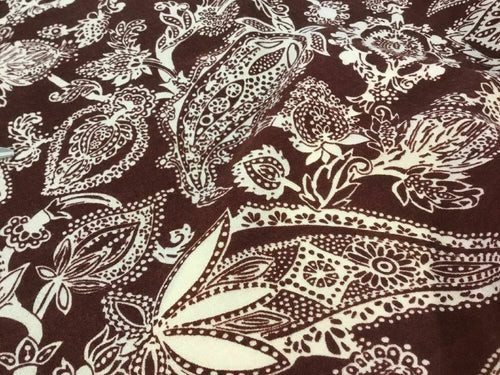 New Designer Brown Ivory 100% Wool Crepe Large Print Fabric Seen On Catwalk