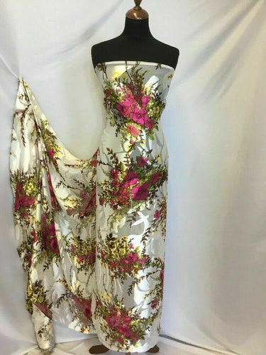 NEW Designer 100% Silk Satin Chiffon Floral Burnout Print Fabric Dress Scarf 52