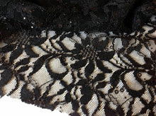 Load image into Gallery viewer, NEW Black Corded Lace Fabric With Black Bling All Over 58&quot; 148 cm