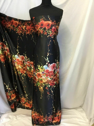 New Beautiful High Class Designer Silky Satin Floral Print Fabric 57'' 146 cm