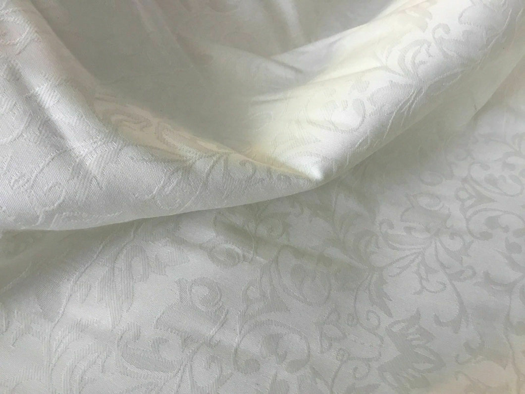 Ivory Stretch Sateen Floral Jacquard Fabric Bridal Dress Art Craft 56’’ Wedding