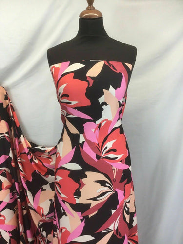 New Beautiful High Class Designer Floral Soft Matt Satin Print Fabric Material