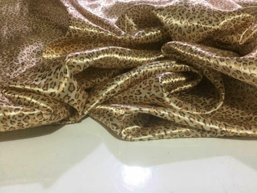 New Beautiful Designer Soft Leopard Satin Print Fabric 57'' 145 cm Dress Art