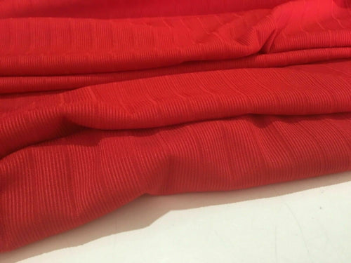 NEW Beautiful Designer Red Colour Ribbed Stretch Jersey Slinky Elastane Fabric