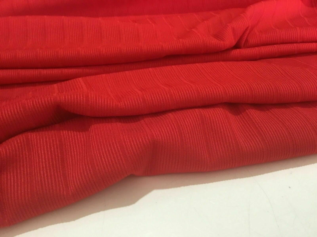 NEW Beautiful Designer Red Colour Ribbed Stretch Jersey Slinky Elastane Fabric