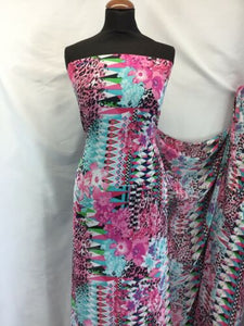 NEW High Class Designer Floral Geometric Leopard Chiffon Print Fabric Dress