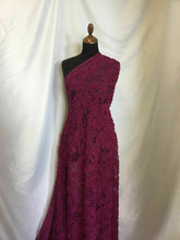 Load image into Gallery viewer, NEW Beautiful Magenta Floral Ribbon Lace Fabric 60&quot; 154 cm Dress Cloth Garment