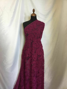 NEW Beautiful Magenta Floral Ribbon Lace Fabric 60" 154 cm Dress Cloth Garment