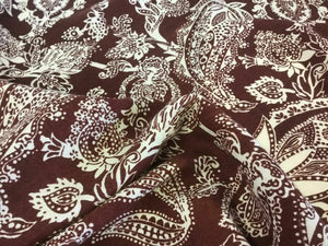 New Designer Brown Ivory 100% Wool Crepe Large Print Fabric Seen On Catwalk