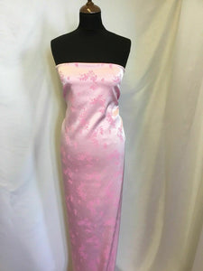 NEW Baby Pink Pink Satin Floral Stretch Jacquard Print Fabric Bridal Dress 111cm