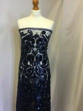 Load image into Gallery viewer, NEW High Class Designer Heavy Navy Embroidered Sequins Lace Fabric Wedding Dres