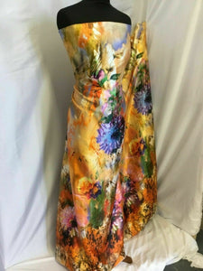 New Gorgeous High Class Designer Floral Satin Print Fabric Dress Material Art