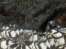 Load image into Gallery viewer, NEW Black Corded Lace Fabric With Black Bling All Over 58&quot; 148 cm